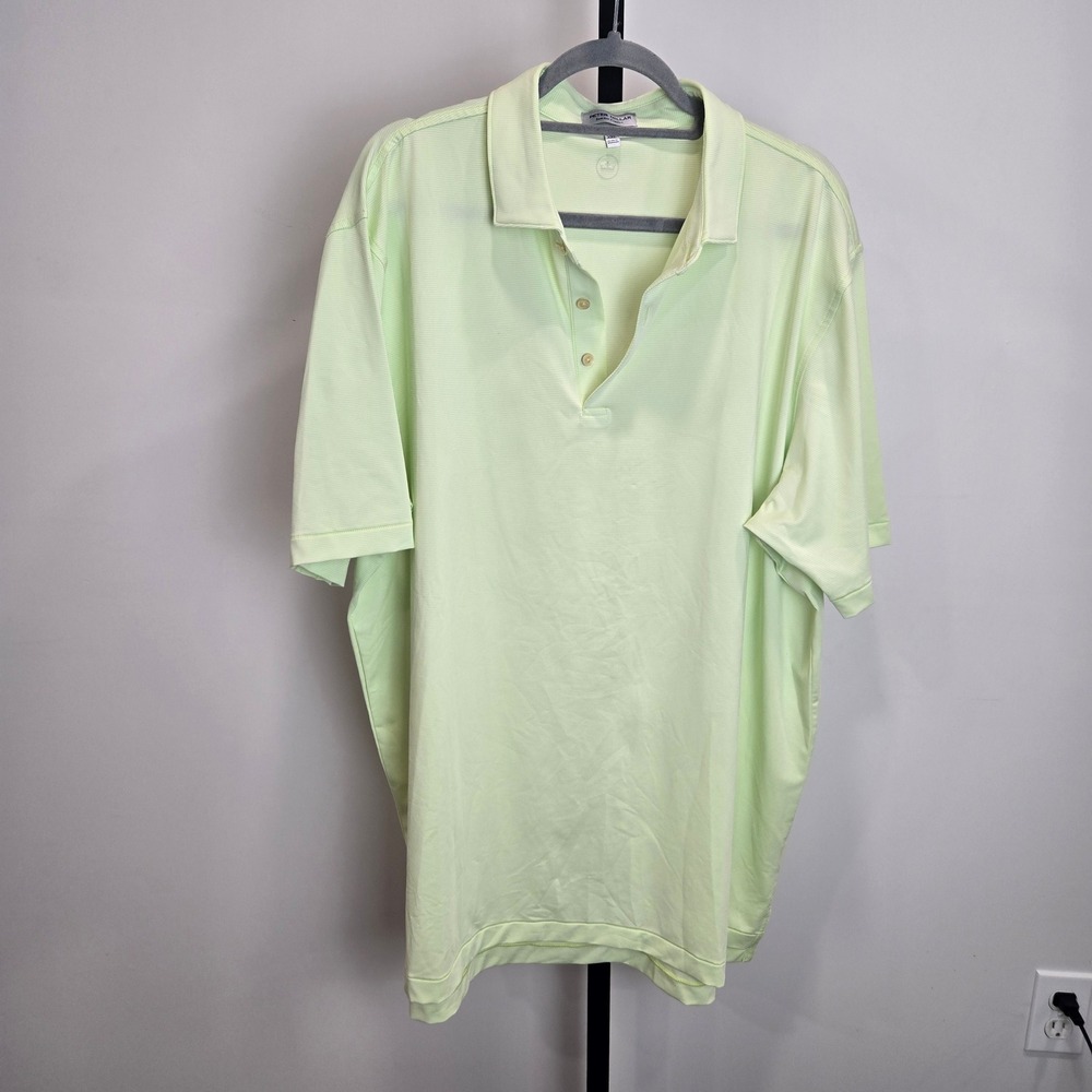 Peter Millar Summer Comfort Mens XXL Light Green Stripe Polo Shirt Golf Casual
